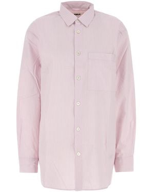 Tekla Embroidered Poplin Oversize Pajama Shirt - Pink
