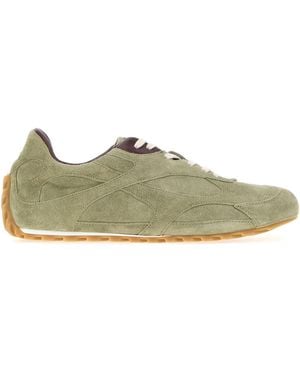Bottega Veneta Sneaker Orbit Flash in pelle scamosciata verde salvia