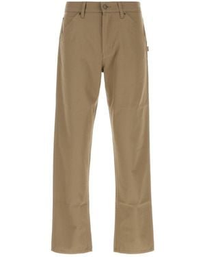 Burberry Flat Front Trousers - Natural