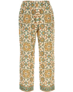 Pantamolle Printed Monfardì Linen Pant - Yellow