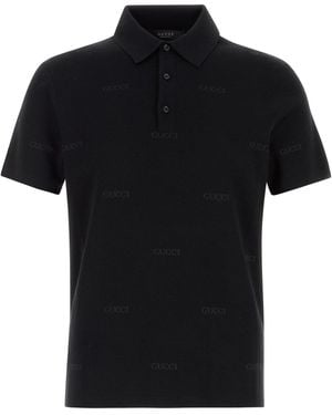 Gucci Polo in misto lana ricamata - Nero
