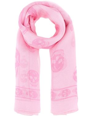 McQueen Printed Silk Foulard - Pink