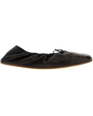 The Row Leather Ballet Flats - Black