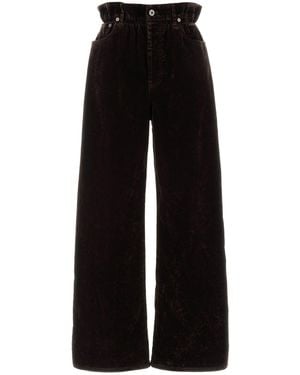 Miu Miu Pantalone dalla gamba ampia in velluto testa di moro - Nero