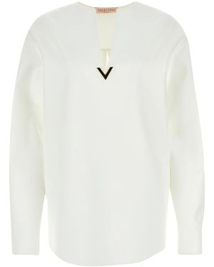 Valentino Garavani White Cotton Blend Blouse