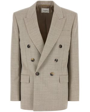Saint Laurent Giacca in lana cappuccino - Neutro