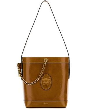 Versace Camel Leather Bucket Bag - Brown