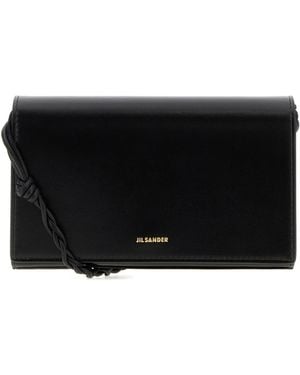 Jil Sander Black Leather Tangle Wallet