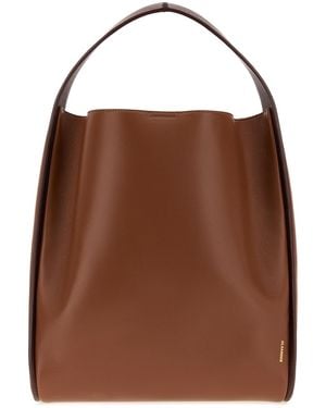 Jil Sander Caramel Leather Pivot Bucket Bag - Brown