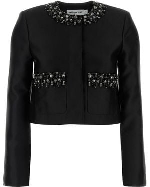 Self-Portrait Self Portrait Taffeta Blazer - Black