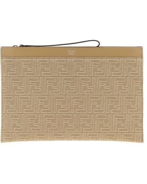 Fendi Clutch in denim ricamato - Neutro