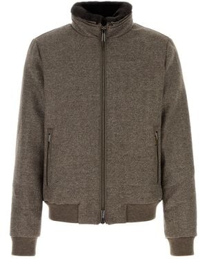 Moorer Brown Wool Bellati Bomber Jacket