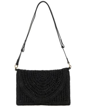 Chloé Raffia Summer Banana Crossbody Bag - Black