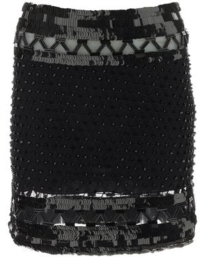 Alberta Ferretti Embellished Mesh Mini Skirt - Black
