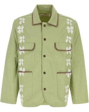 BAZISZT Pastel Green Cotton Blazer