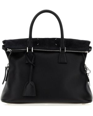 Maison Margiela Black Leather Medium 5ac Soft Handbag