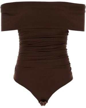 Des Phemmes Chocolate Stretch Jersey Bodysuit - Brown