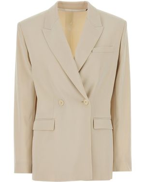 Isabel Marant Sand Crepe Oversize Calie Blazer - Natural