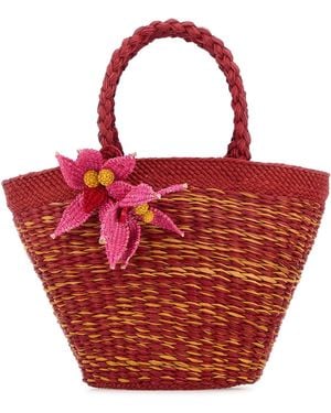 AMOR Y MEZCAL Multicolor Raffia Bucket Bag - Red