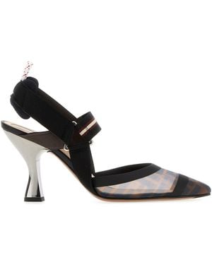 Fendi Scarpe con tacco Colibrì in rete stampata - Nero
