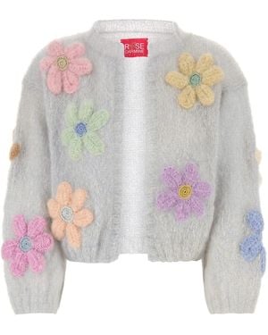 Rose Carmine Cardigan - White