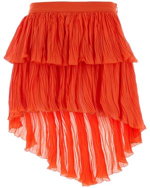 Blumarine Coral Crepe Mini Skirt - Red