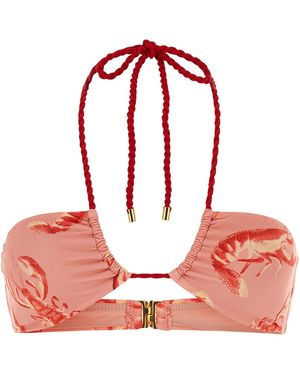 FARM Rio Top bikini Lobster in nylon stretch stampato - Rosso