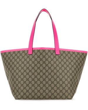 Gucci Gg Supreme Fabric Medium Totissima Shopping Bag - Pink