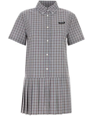 Miu Miu Mini chemisier abito in cotone ricamato - Grigio