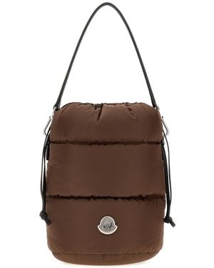 Moncler Borsa a secchiello Caradoc in nylon marrone