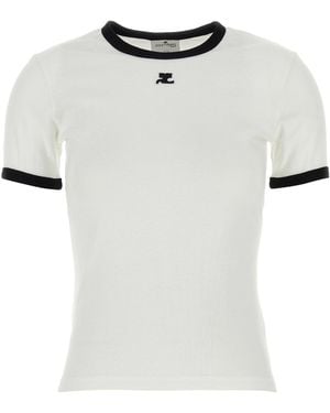Courreges Courrèges Contrast Cotton T-Shirt - White