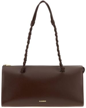 Jil Sander Chocolate Leather Tangle Tent Shoulder Bag - Brown