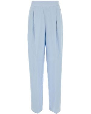 Agnona Pastel Light-blue Linen Pant
