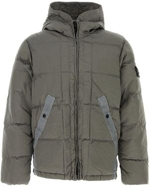 Stone Island Gray Nylon Down Jacket