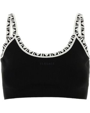 Versace Black Viscose Blend Crop-top
