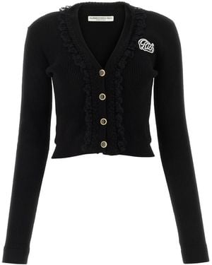 Alessandra Rich Black Wool Blend Cardigan