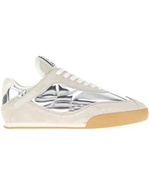 Chloé Two-tone Leather And Suede Chloé Kick Trainers - White