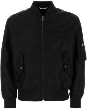 Valentino Garavani Black Nylon Bomber Jacket