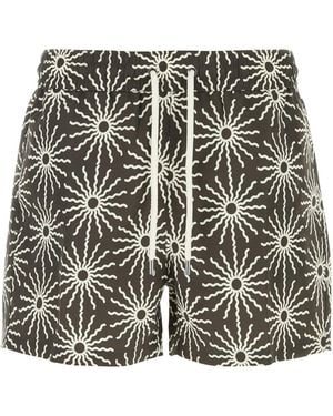 Frescobol Carioca Printed Polyester Rio Swimming Shorts - Black