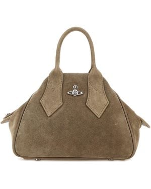 Vivienne Westwood Dove Grey Suede Small Yasmine Handbag - Metallic