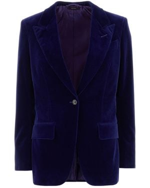 Tom Ford Stretch Velvet Blazer - Blue