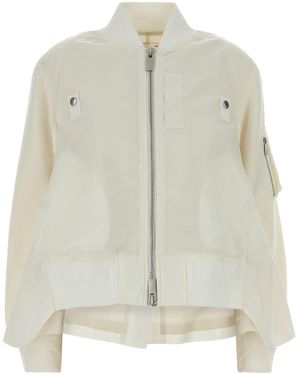 Sacai Ivory Nylon Bomber Jacket - Multicolour