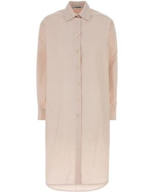 Jil Sander Light Pink Poplin Shirt Dress - White