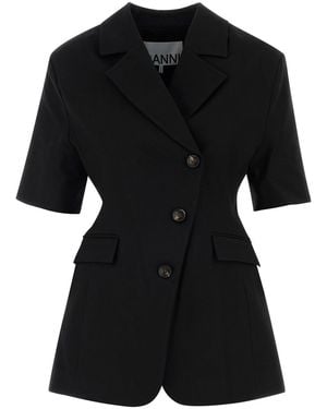 Ganni Giacca in cotone stretch nero