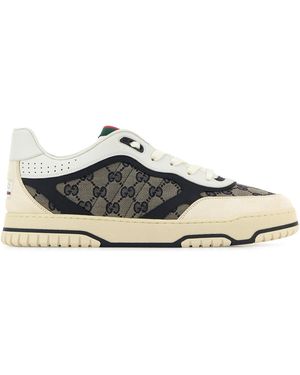 Gucci Sneakers Re-Web multicolor in pelle e tessuto GG Original - Bianco