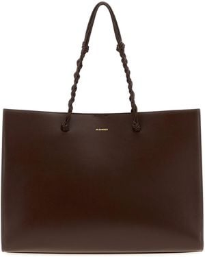 Jil Sander Chocolate Leather Tangle Shopping Bag - Brown
