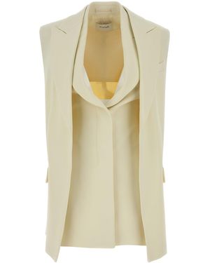 Sportmax Cream Stretch Crepe Campale Vest - Yellow