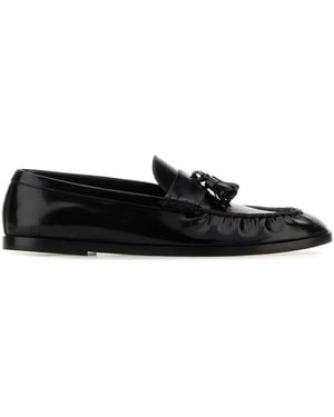 The Row Black Leather Loafers