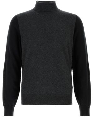 Maison Margiela Two-Tone Wool Jumper - Black