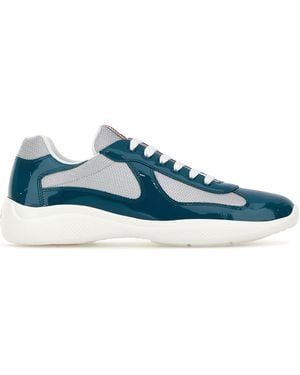 Prada Sneakers America's Cup bicolor in pelle e tessuto - Blu